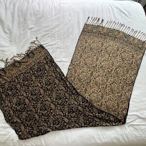 Black and Tan Paisley Wrap/Scarf